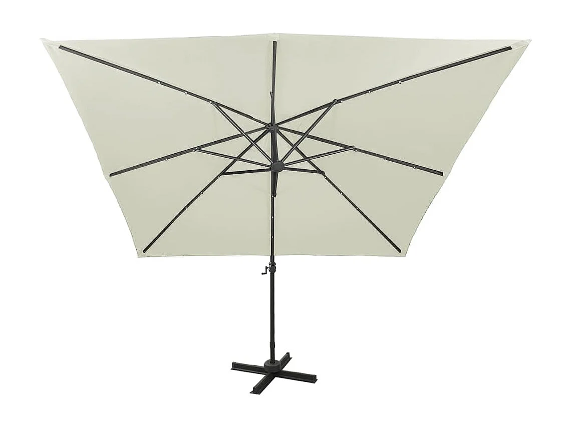 Filendra  Zweefparasol met paal en LED-verlichting 300 cm zandkleurig