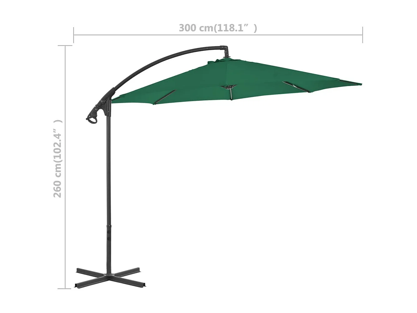 Øystan  Zweefparasol met stalen paal 300 cm groen