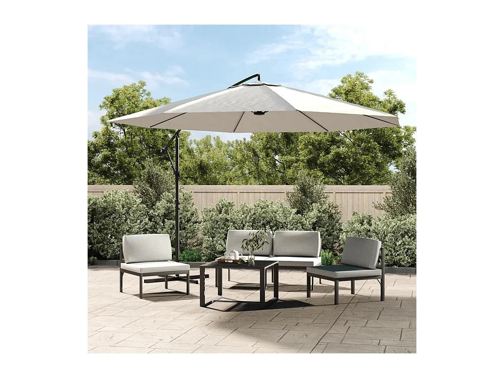 Jake Dean  Parasol de jardin en porte-à-faux 3,5 m blanc sable