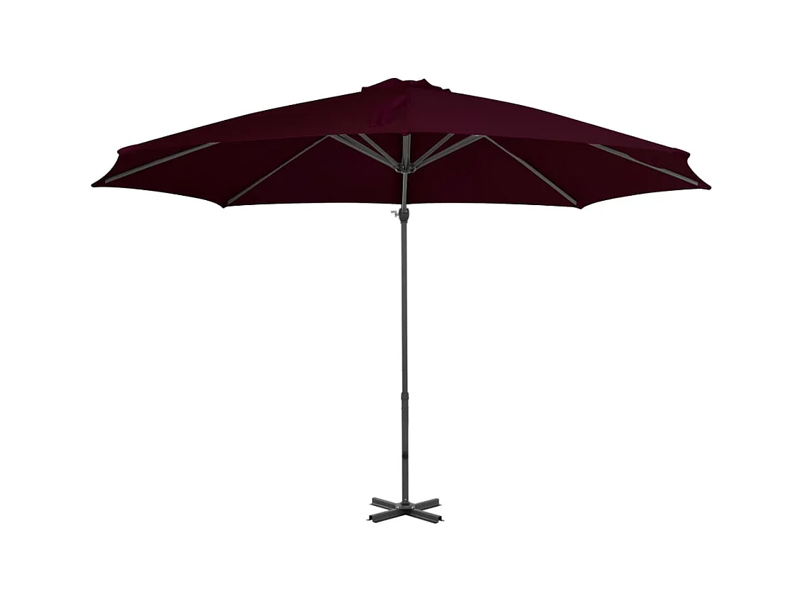 Liège  Parasol de jardin en porte-à-faux avec mât en aluminium rouge