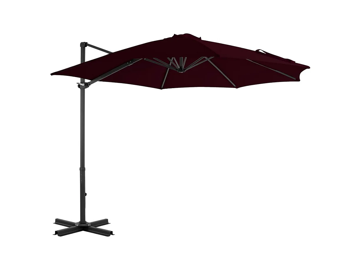 Liège  Parasol de jardin en porte-à-faux avec mât en aluminium rouge