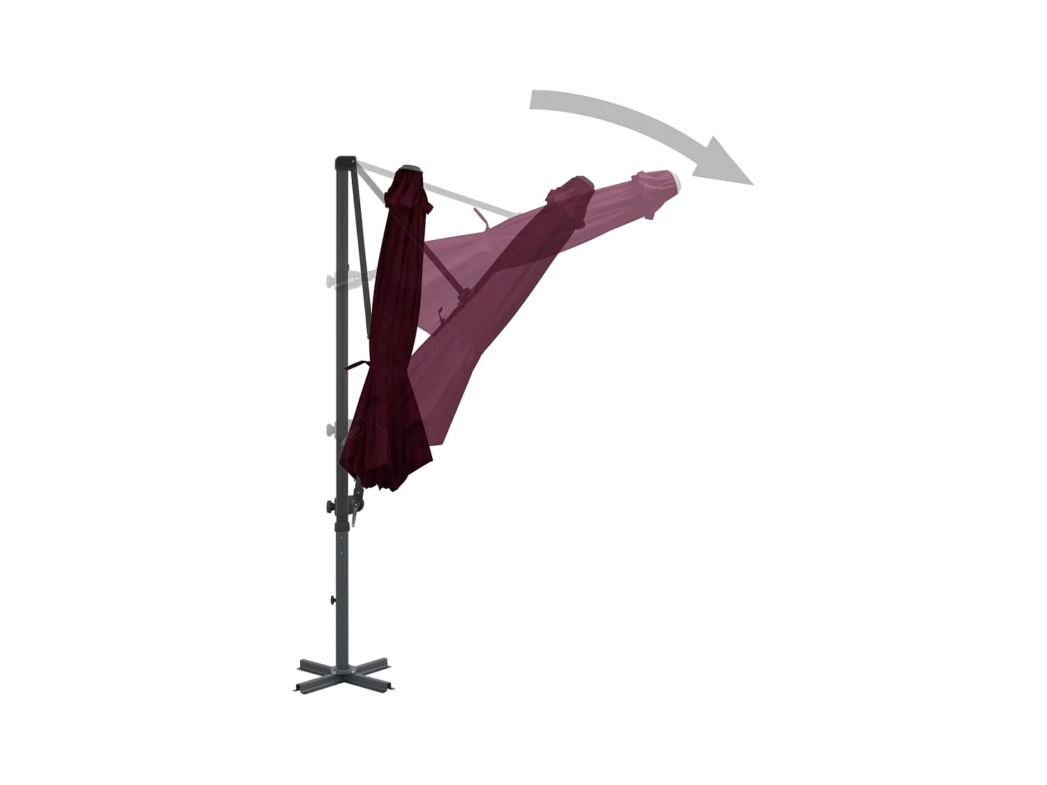 Liège  Parasol de jardin en porte-à-faux avec mât en aluminium rouge