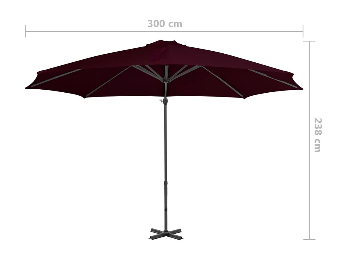 Liège  Parasol de jardin en porte-à-faux avec mât en aluminium rouge