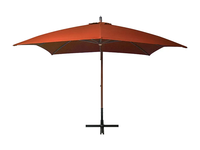 Gryndis  Parasol de jardin suspendu avec mât terre cuite bois de sapin