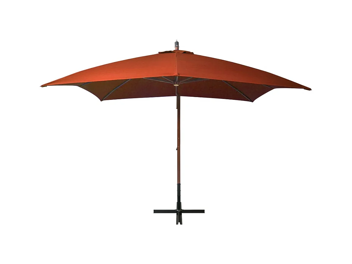 Gryndis  Parasol de jardin suspendu avec mât terre cuite bois de sapin