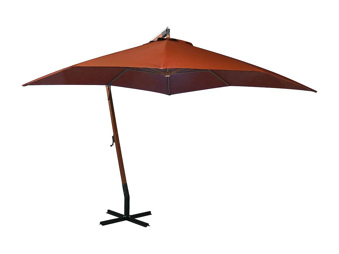 Gryndis  Parasol de jardin suspendu avec mât terre cuite bois de sapin