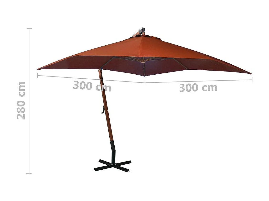 Gryndis  Parasol de jardin suspendu avec mât terre cuite bois de sapin
