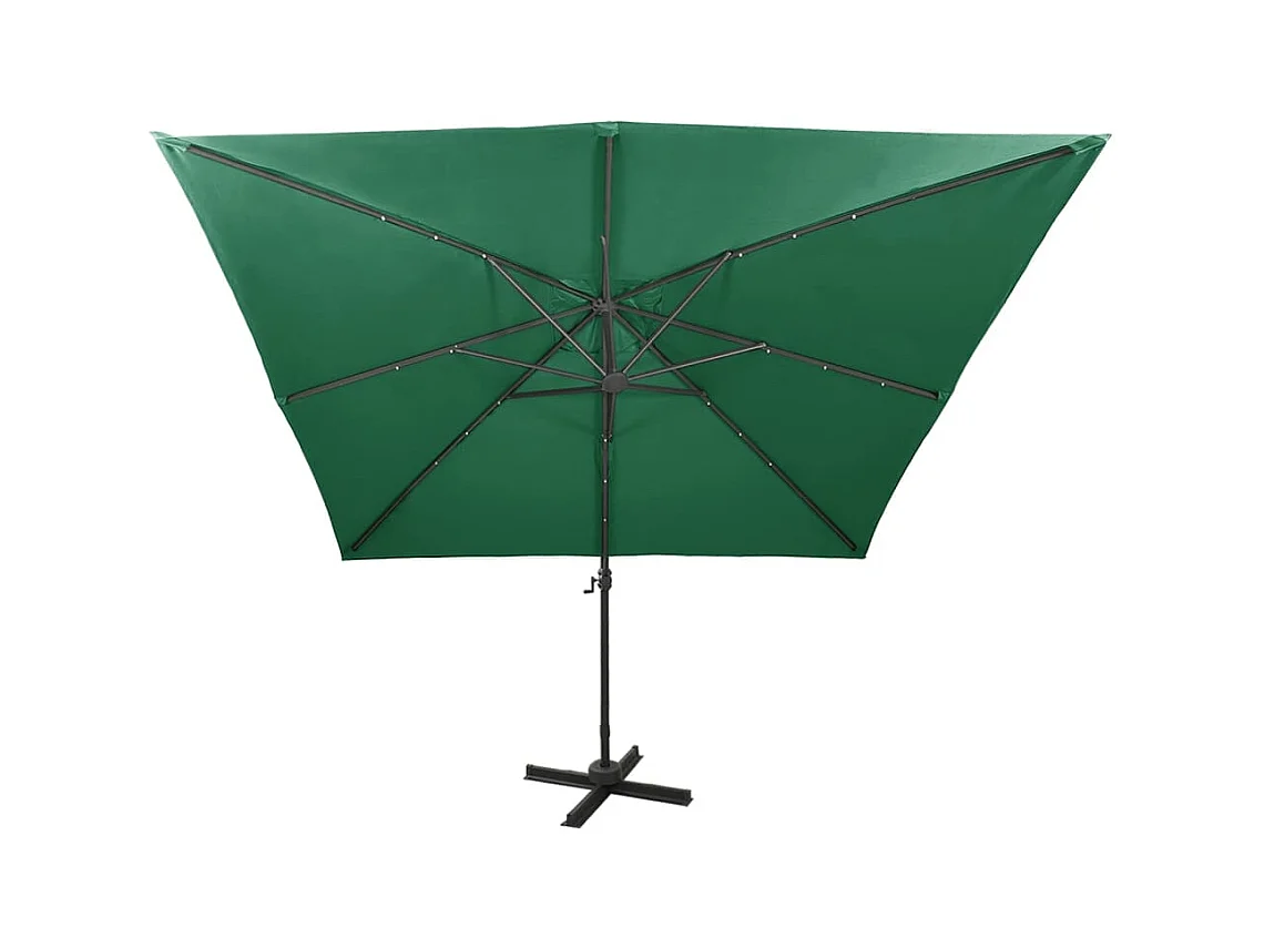 Filendra  Zweefparasol met paal en LED-verlichting 300 cm groen