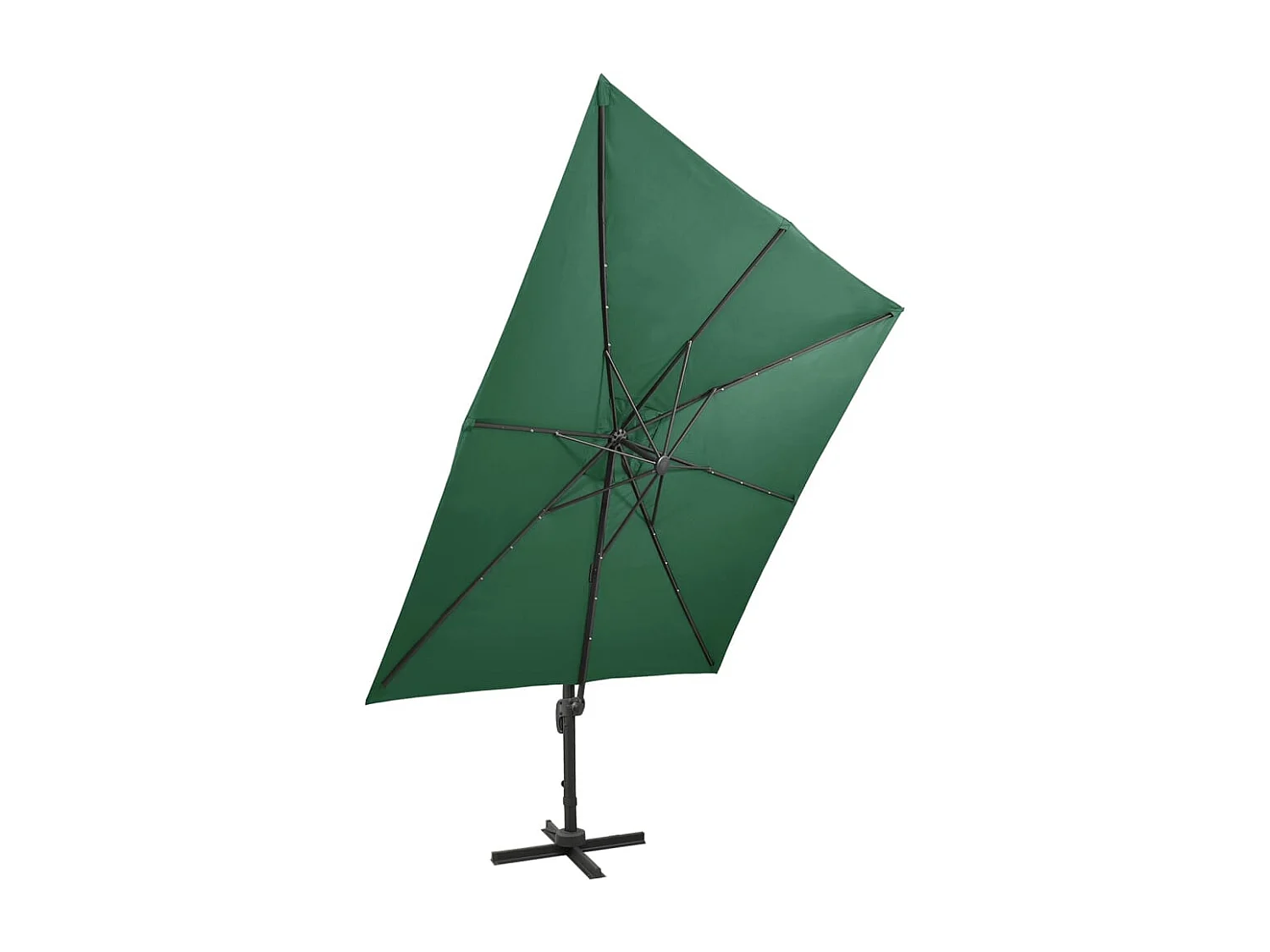 Filendra  Parasol de jardin en porte-à-faux et mât et lumières LED vert