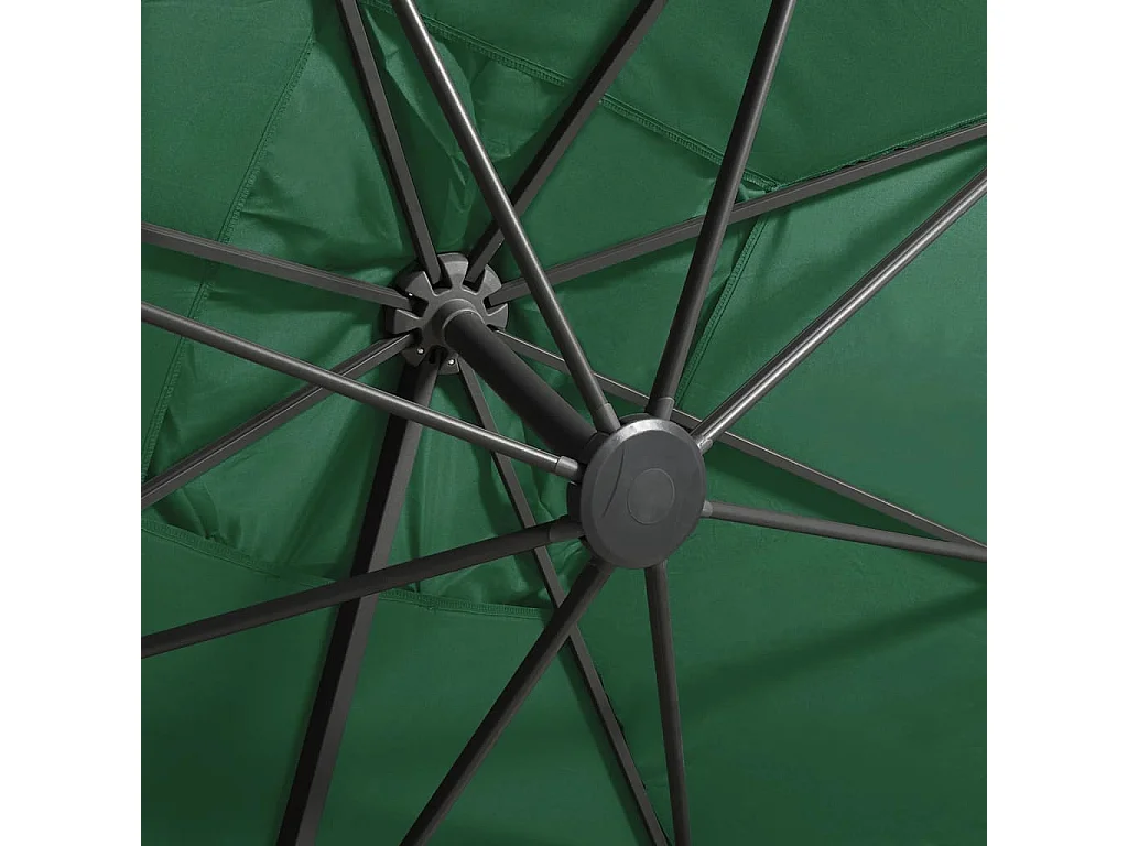 Filendra  Parasol de jardin en porte-à-faux et mât et lumières LED vert