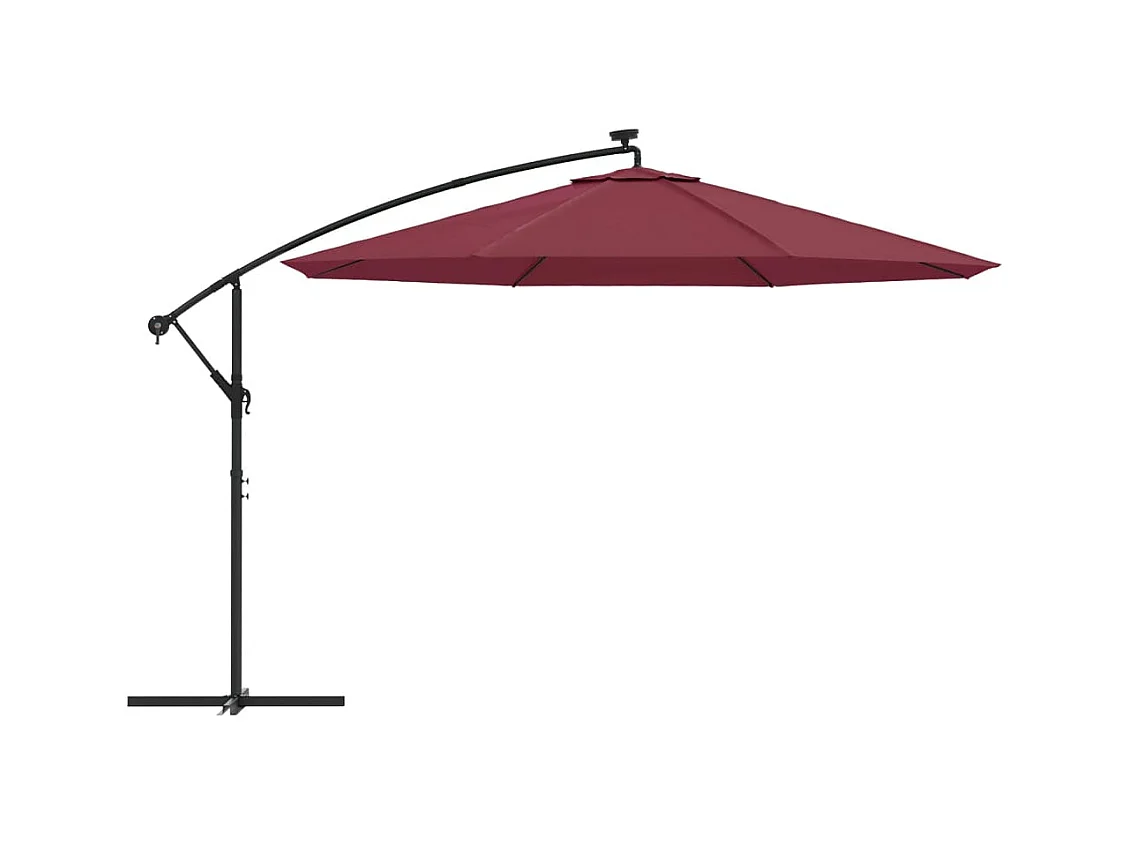 Carrickboy  Parasol de jardin en porte-à-faux lumières LED rouge bordeaux