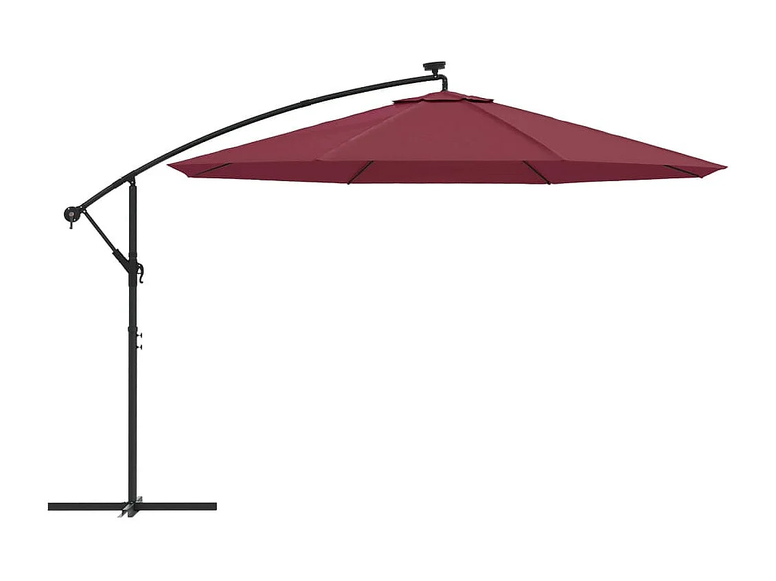 Carrickboy  Parasol de jardin en porte-à-faux lumières LED rouge bordeaux