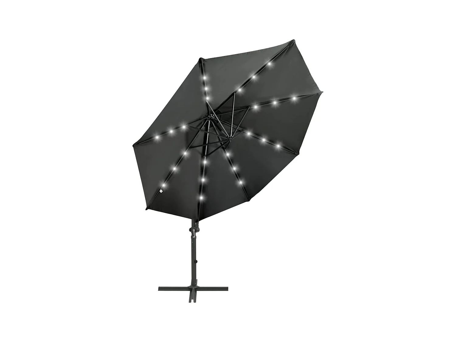 Remko  Parasol de jardin en porte-à-faux avec mât et lumières LED