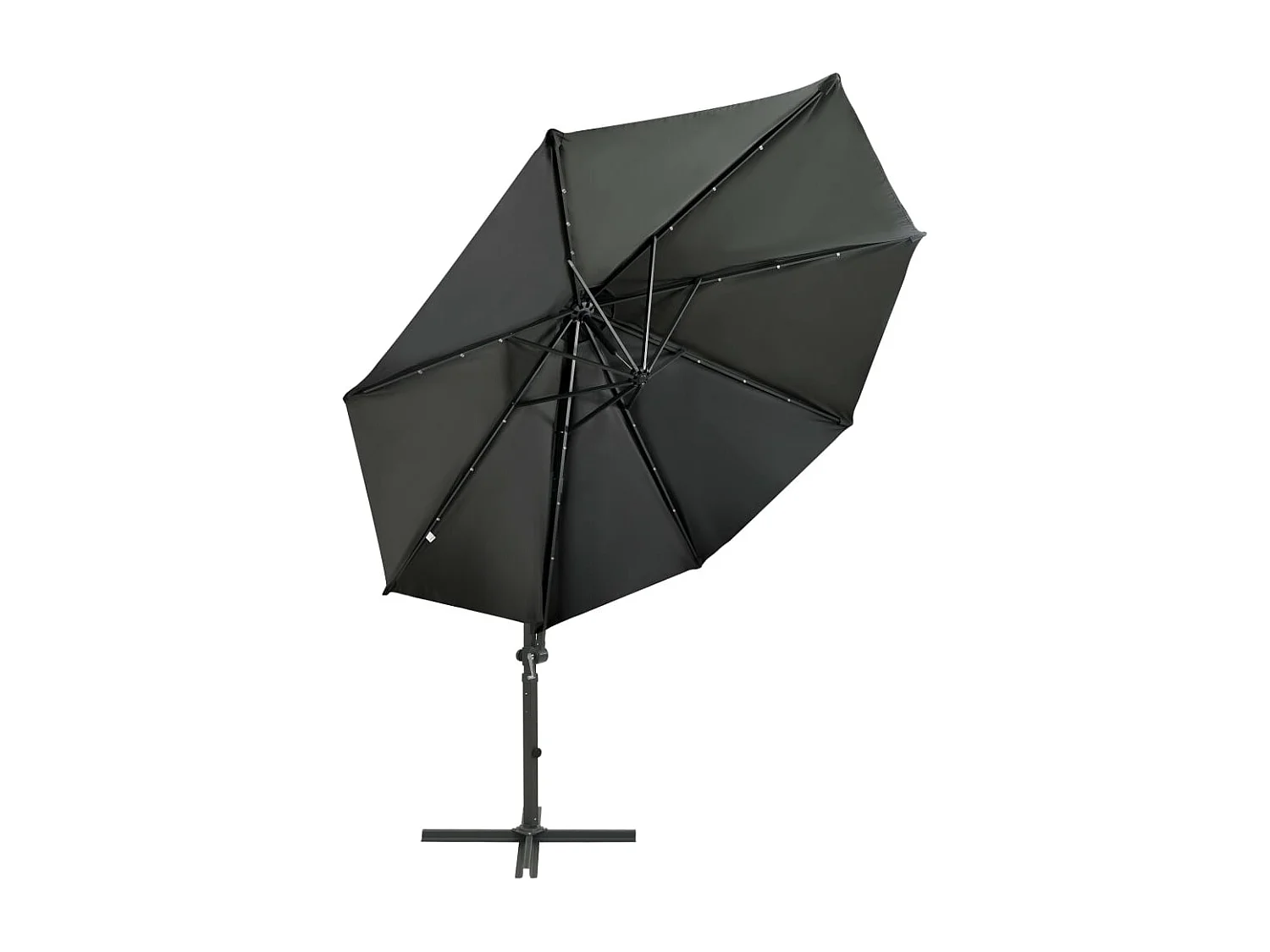 Remko  Parasol de jardin en porte-à-faux avec mât et lumières LED
