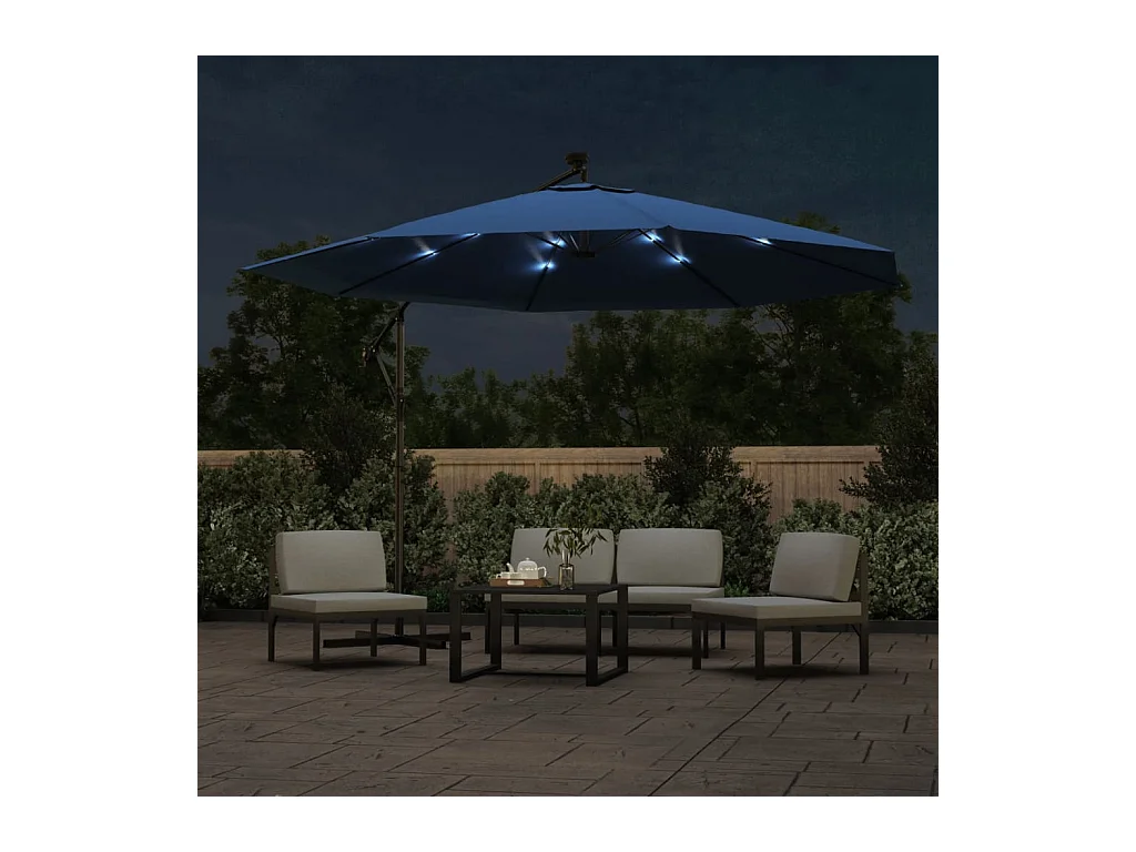 Carrickboy  Parasol de jardin en porte-à-faux avec lumières LED bleu azuré