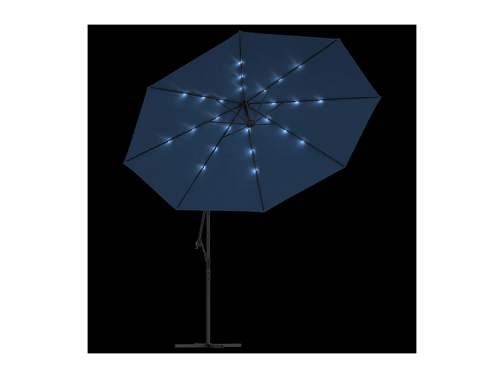 Carrickboy  Parasol de jardin en porte-à-faux avec lumières LED bleu azuré