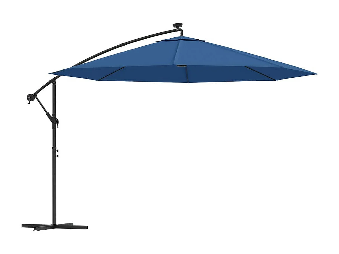 Carrickboy  Sombrilla de jardín voladiza con luces LED azul celeste 350 cm
