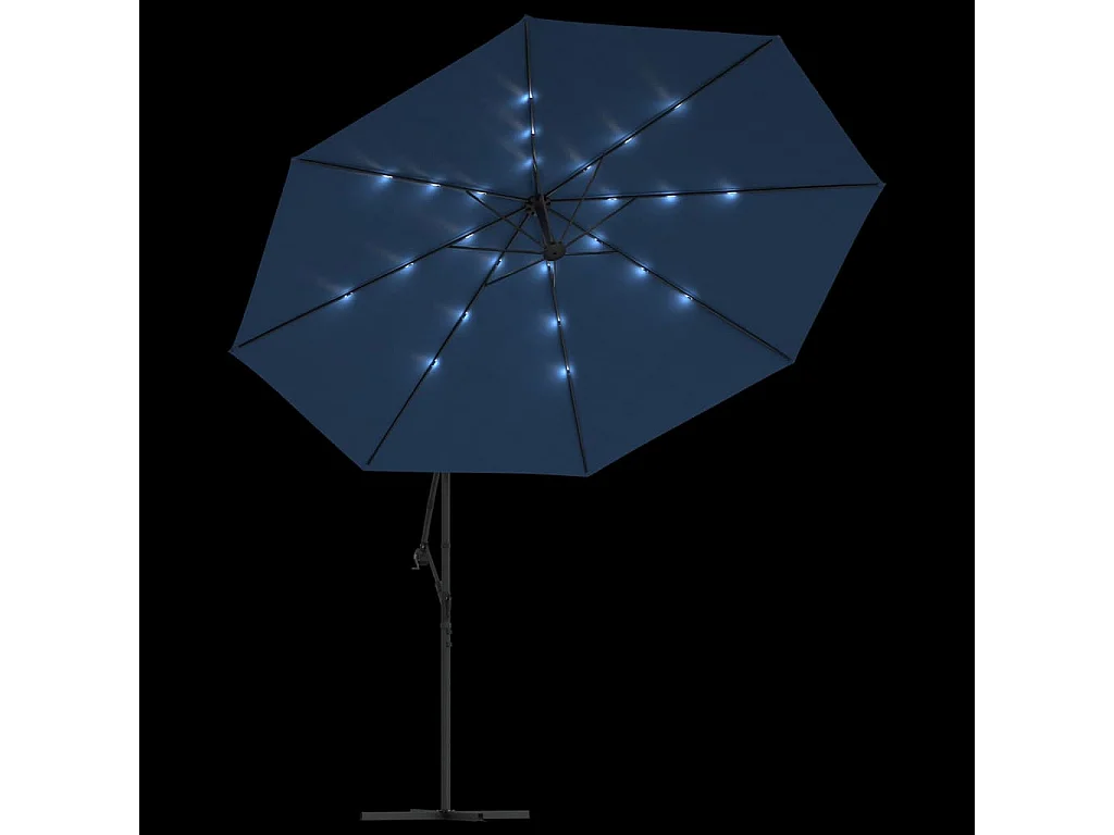 Carrickboy  Sombrilla de jardín voladiza con luces LED azul celeste 350 cm