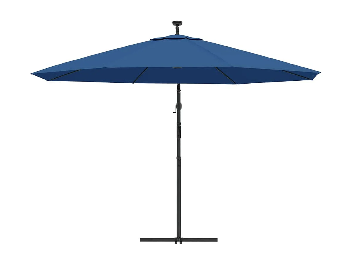Carrickboy  Sombrilla de jardín voladiza con luces LED azul celeste 350 cm