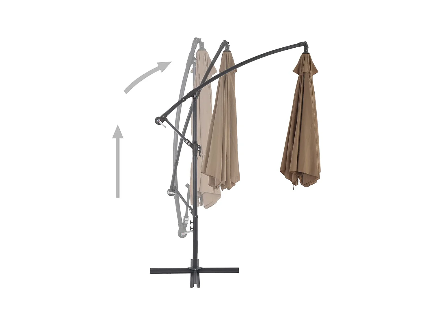 Kristine Marie  Parasol de jardin en porte-à-faux et poteau en aluminium taupe