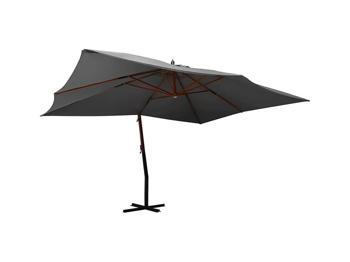 Tjerka  Parasol de jardin en porte-à-faux avec mât en bois anthracite