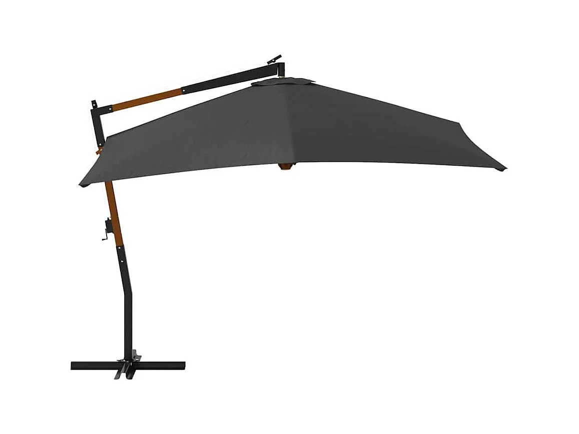 Tjerka  Parasol de jardin en porte-à-faux avec mât en bois anthracite