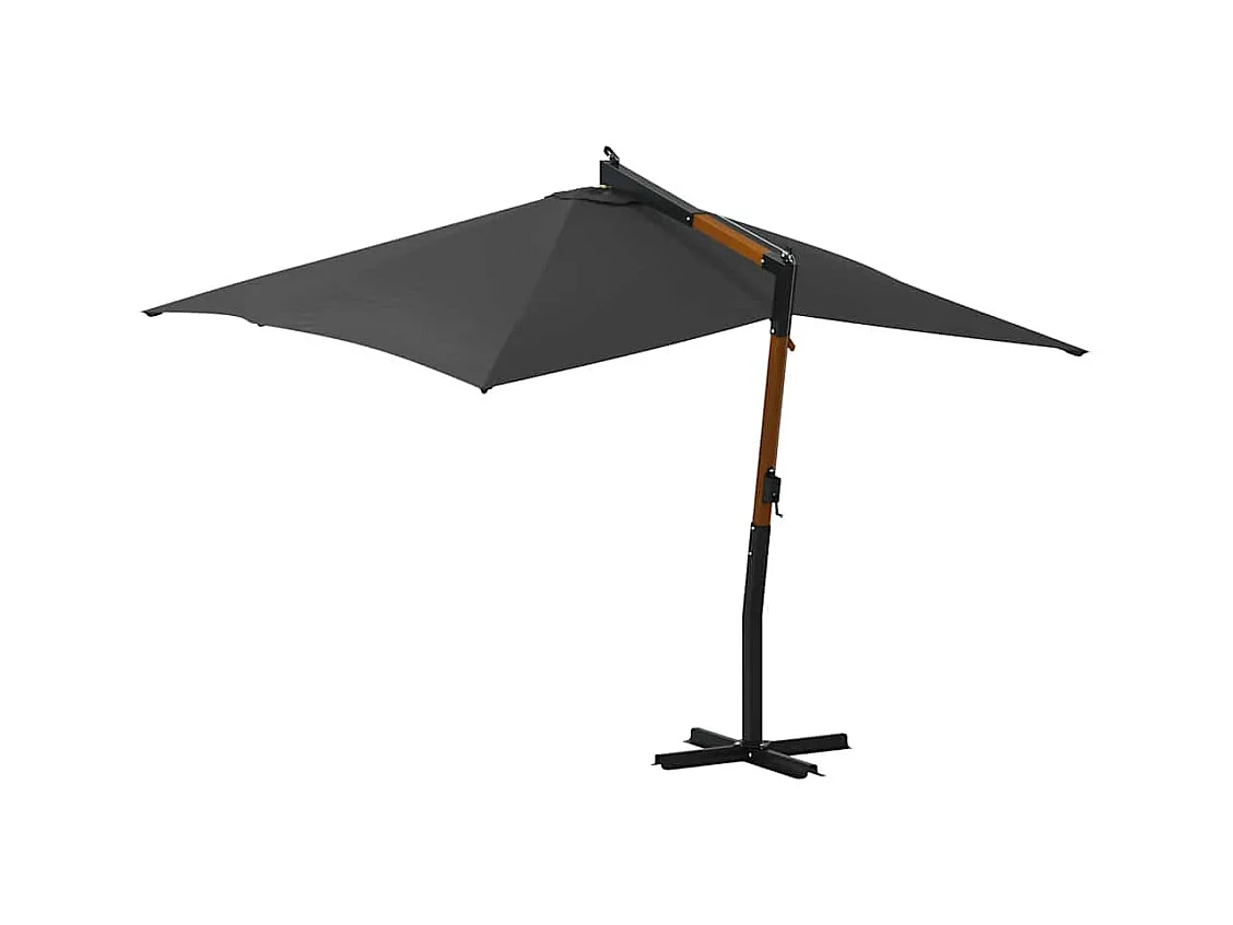 Tjerka  Parasol de jardin en porte-à-faux avec mât en bois anthracite