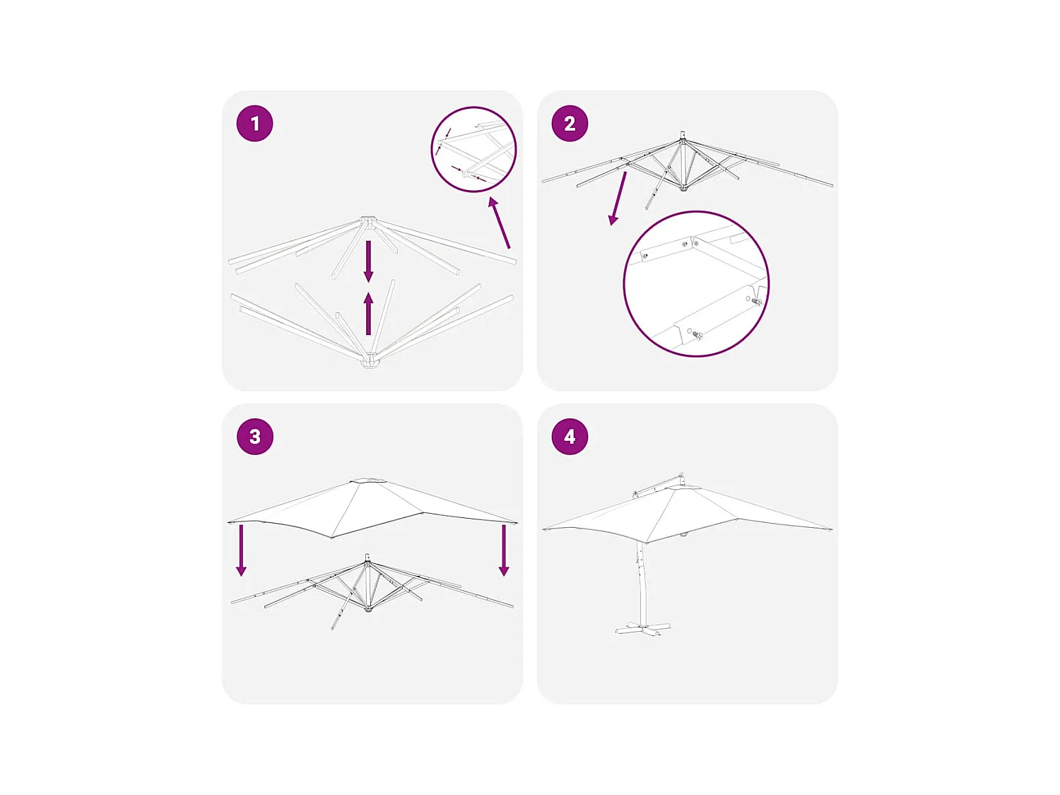 Tjerka  Parasol de jardin en porte-à-faux avec mât en bois anthracite