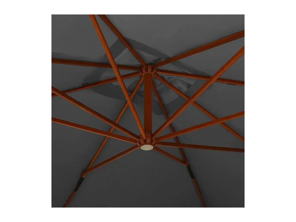 Tjerka  Parasol de jardin en porte-à-faux avec mât en bois anthracite
