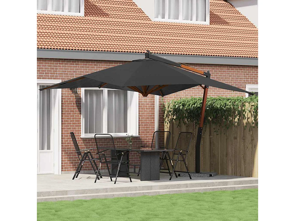 Tjerka  Zweefparasol met houten paal 400x300 cm antracietkleurig