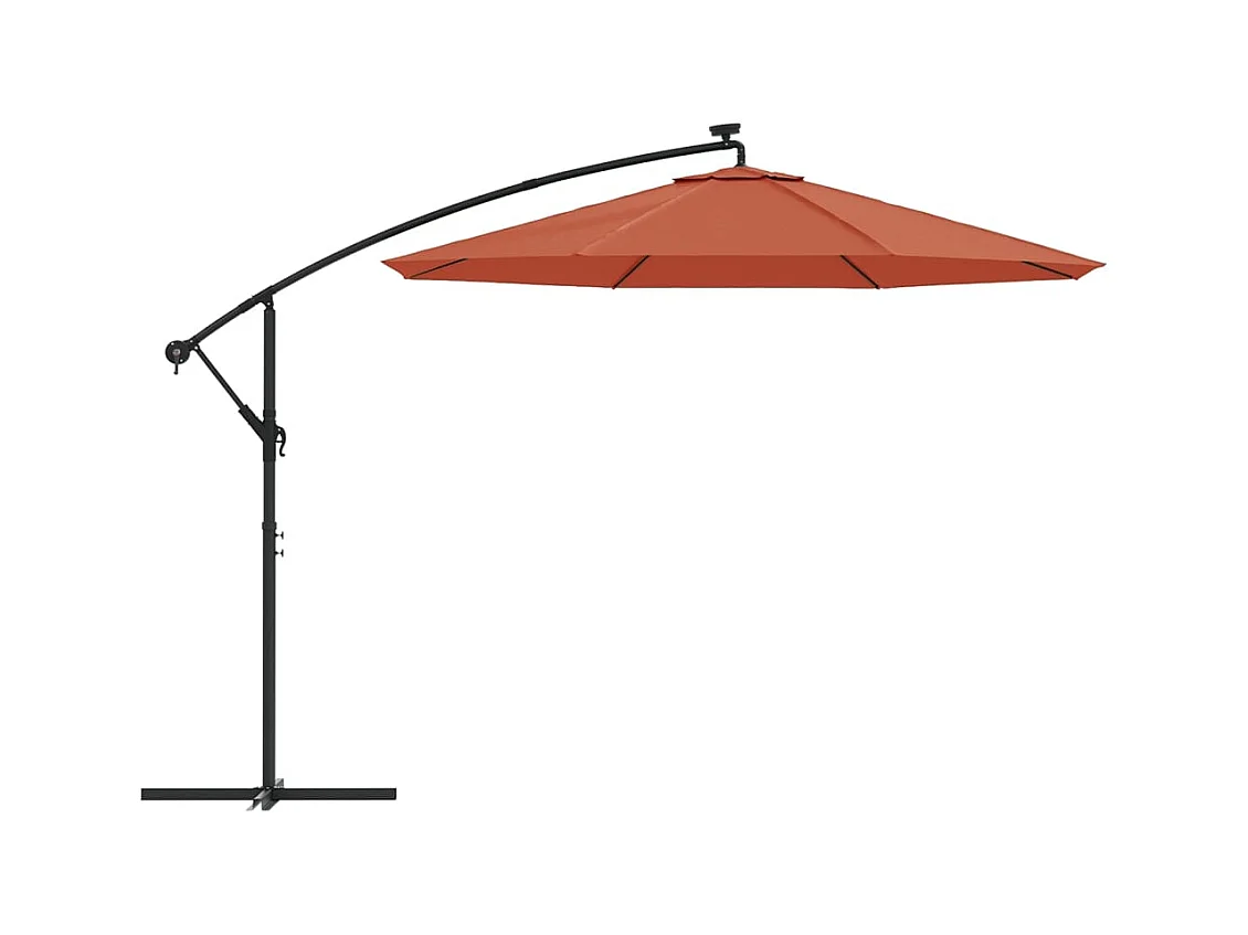 Carrickboy  Parasol de jardin en porte-à-faux et lumières LED mât en acier
