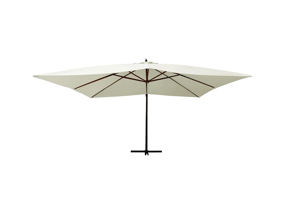 Tjerka  Parasol de jardin en porte-à-faux avec mât en bois blanc sable