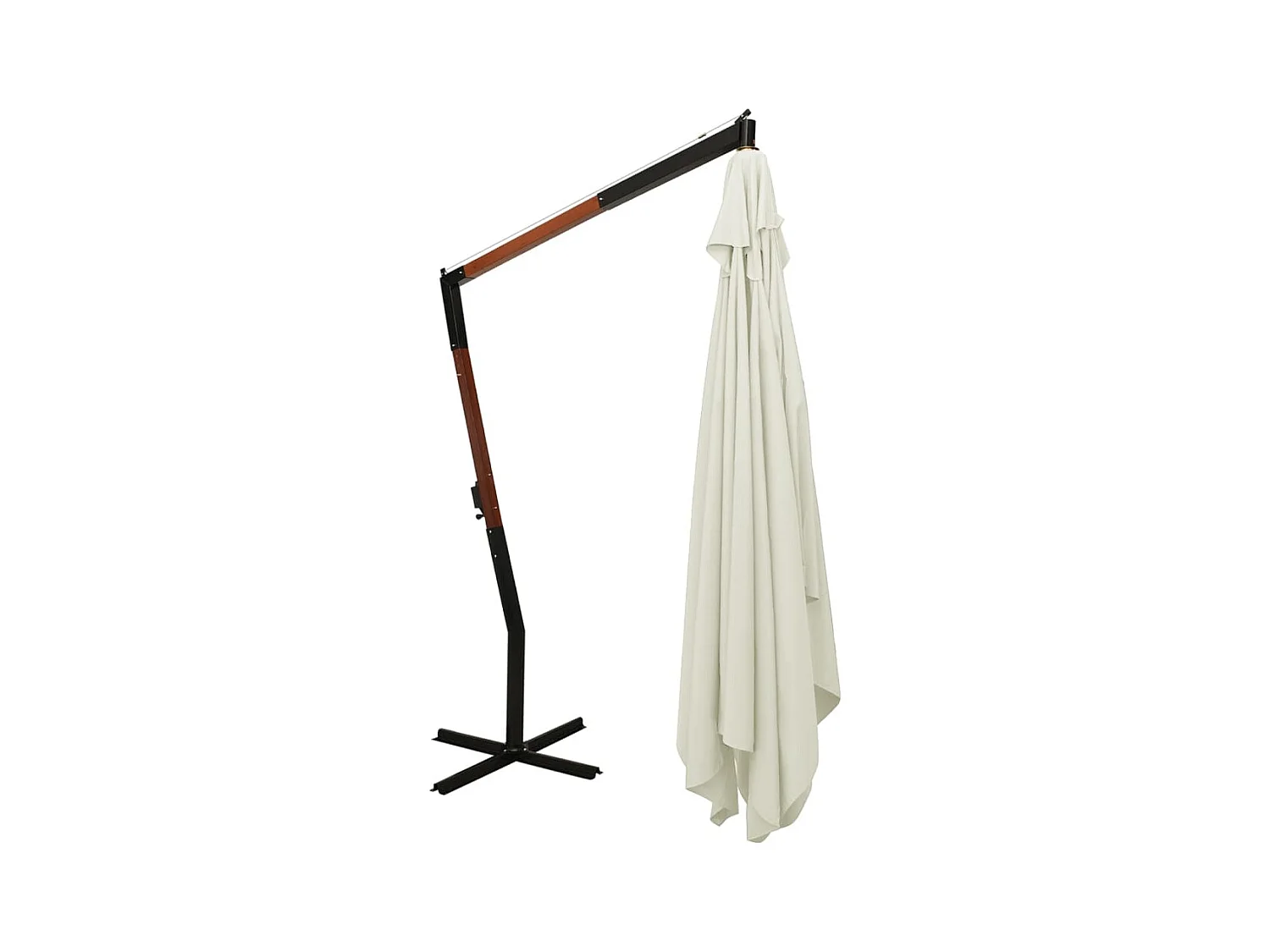 Tjerka  Parasol de jardin en porte-à-faux avec mât en bois blanc sable