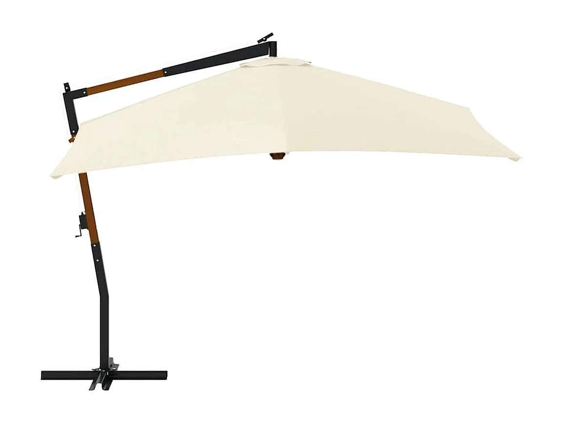 Tjerka  Parasol de jardin en porte-à-faux avec mât en bois blanc sable