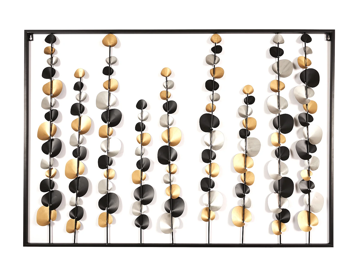 Decoration Murale Metal Fleuri 100x70cm Argent, Noir, Or