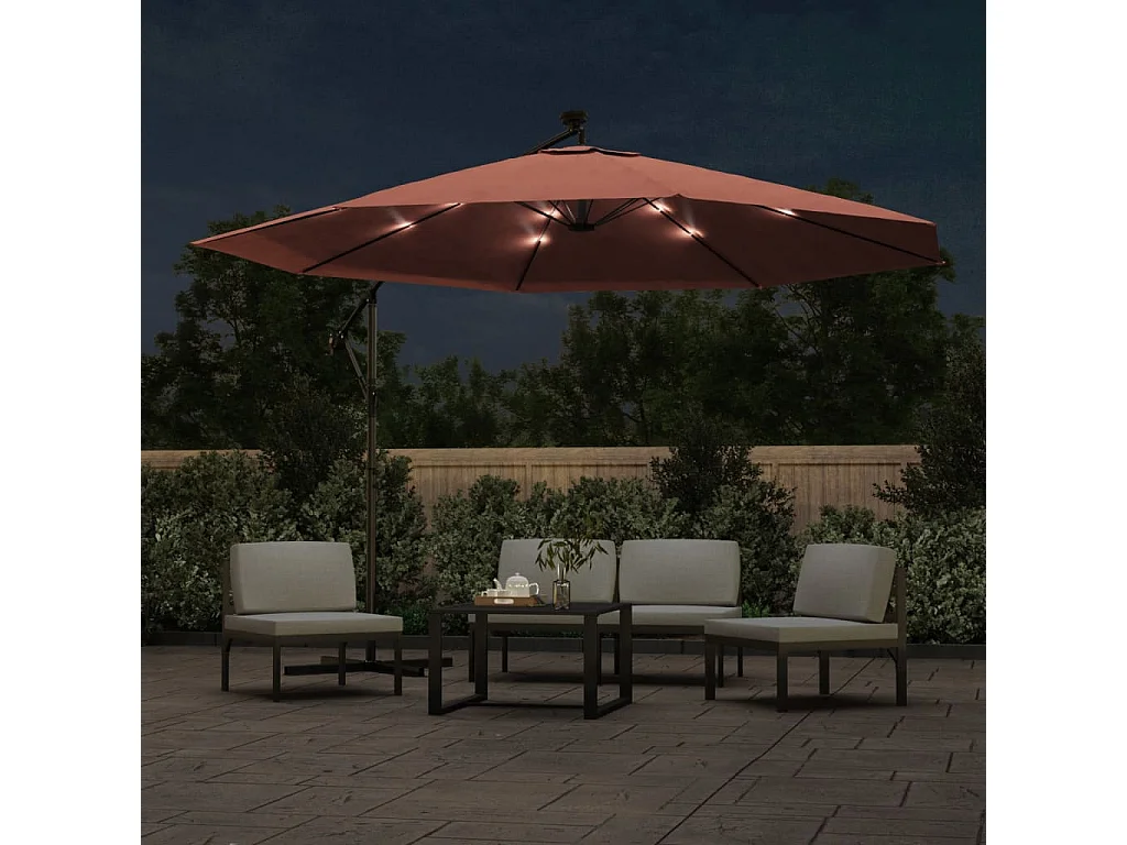 Carrickboy  Parasol de jardin en porte-à-faux avec lumières LED terre cuite