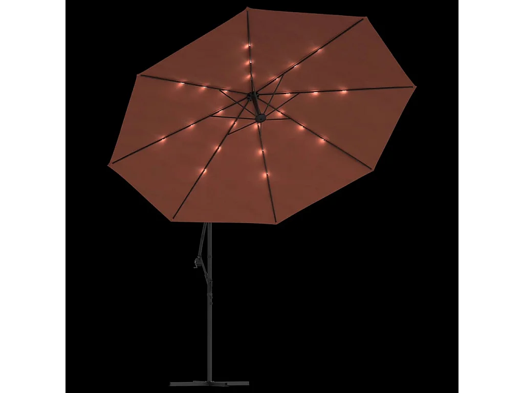 Carrickboy  Parasol de jardin en porte-à-faux avec lumières LED terre cuite