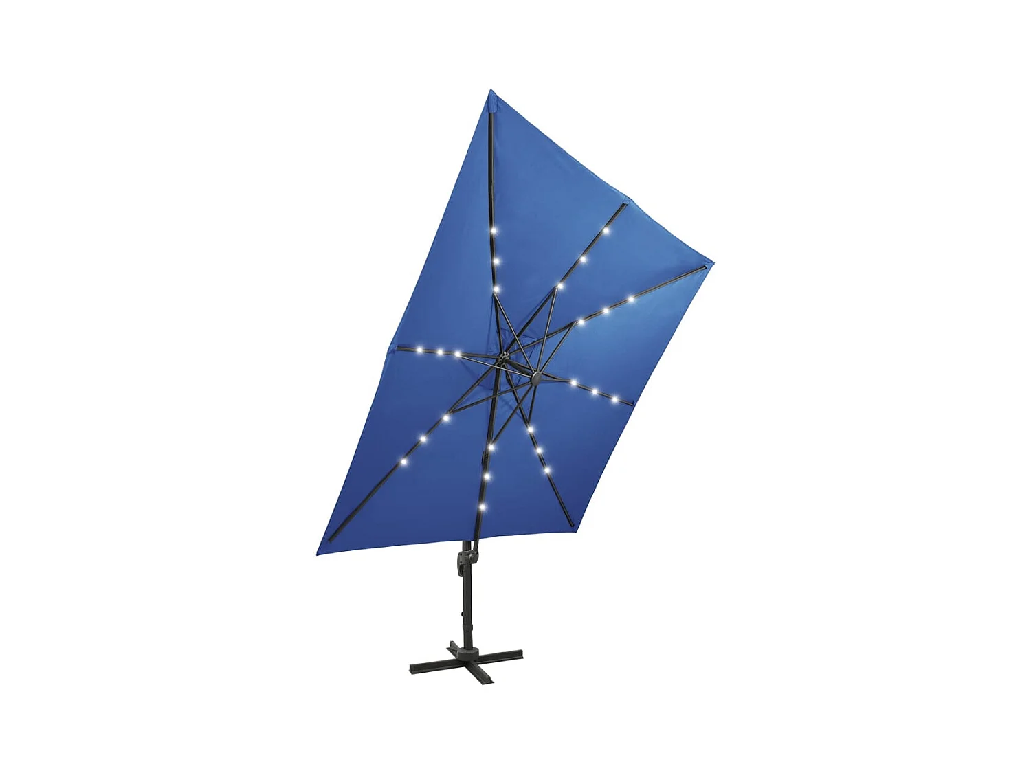 Filendra  Zweefparasol met paal en LED-verlichting 300 cm azuurblauw