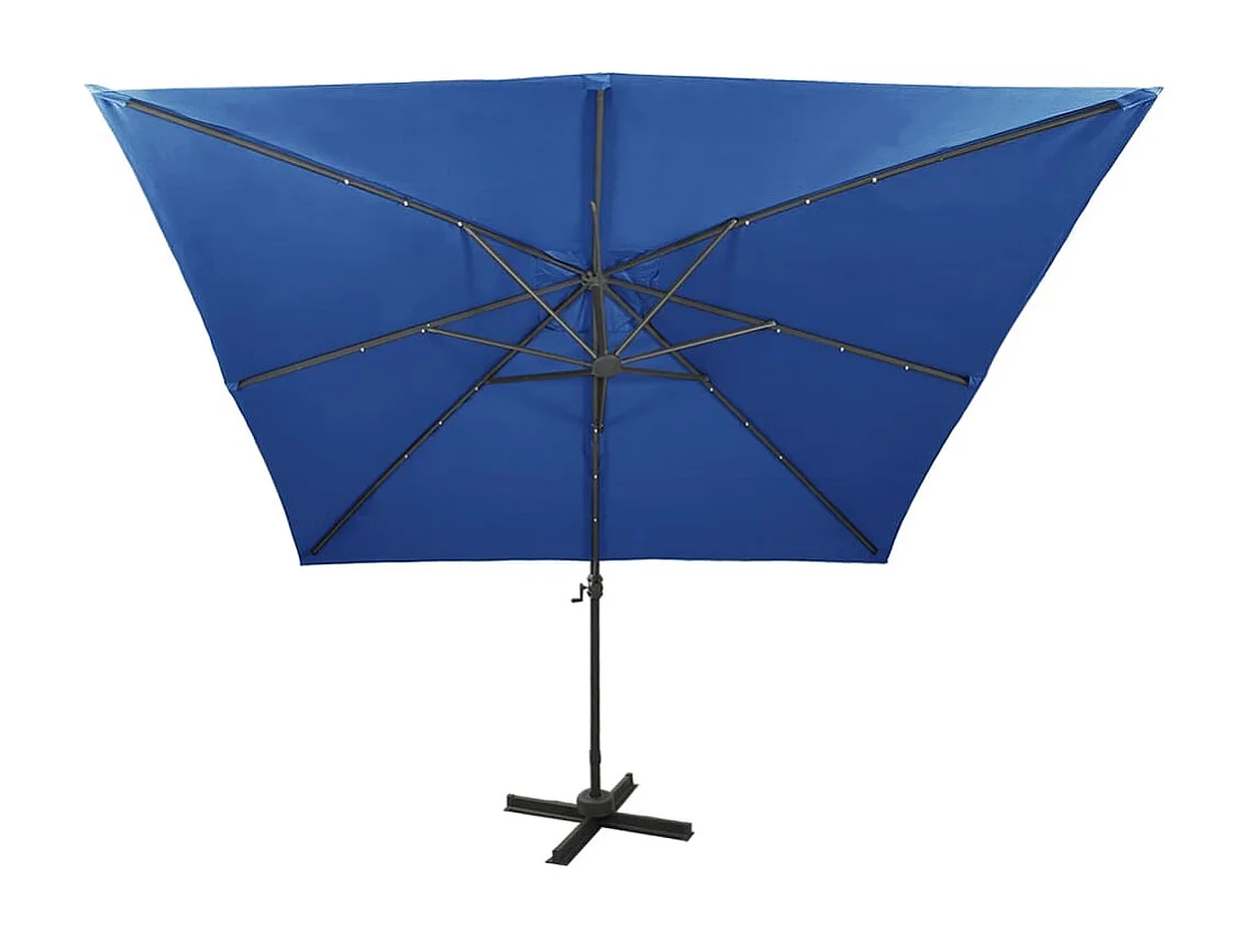 Filendra  Zweefparasol met paal en LED-verlichting 300 cm azuurblauw