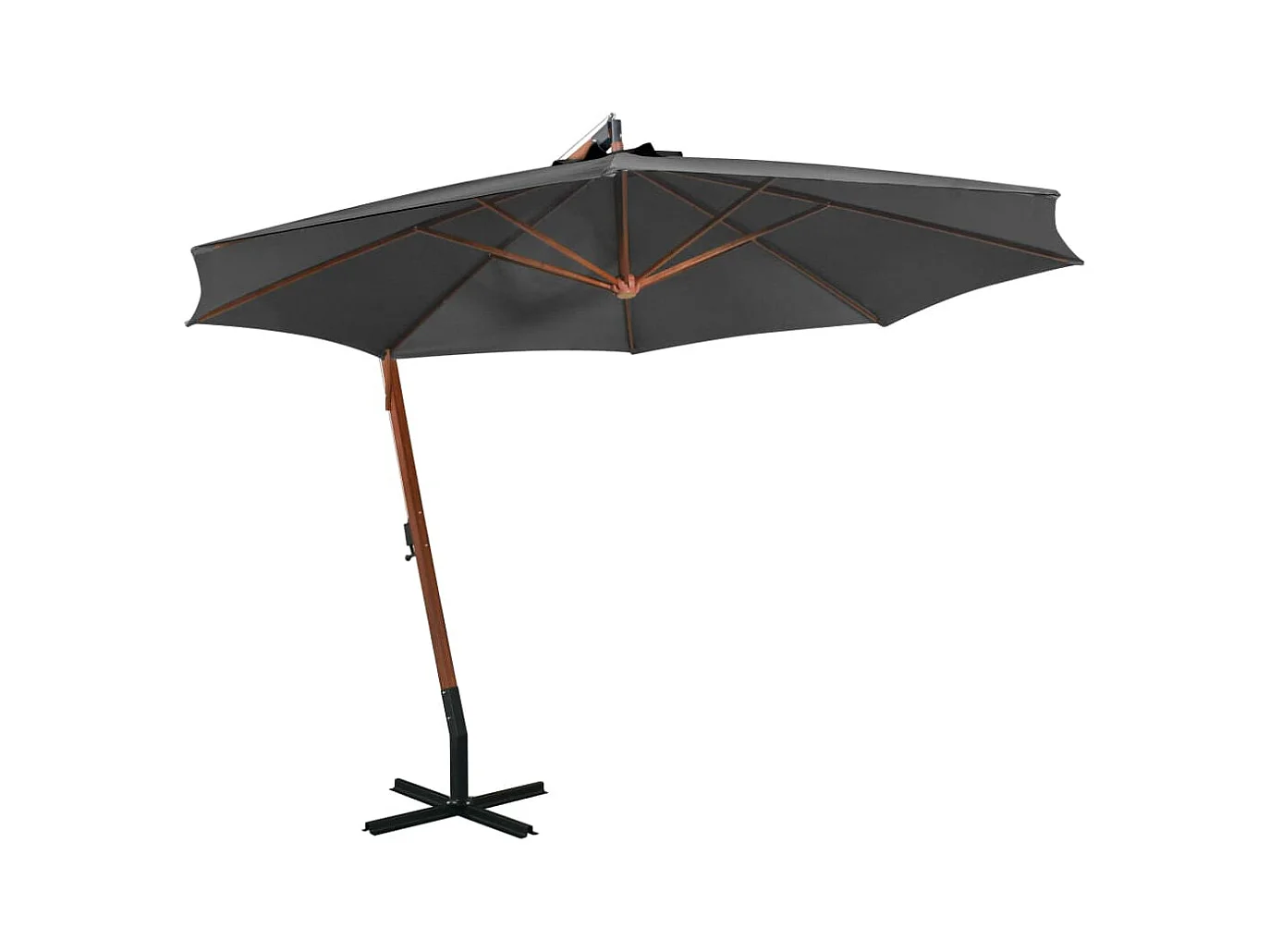 Gryndis  Zweefparasol met paal 3,5x2,9 m massief vurenhout antraciet