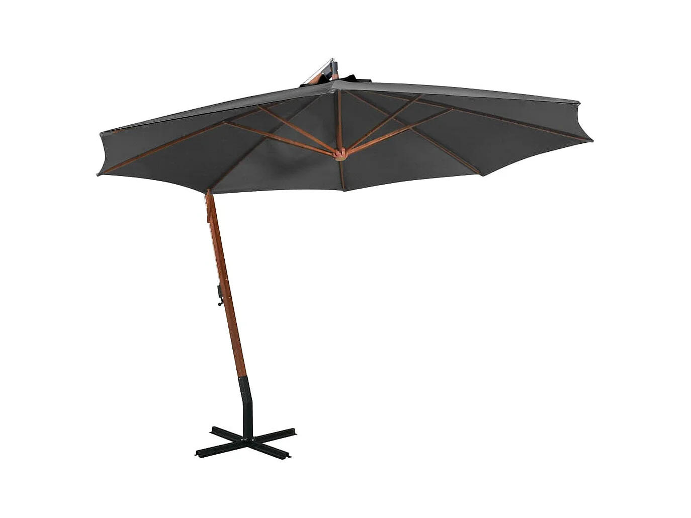 Gryndis  Zweefparasol met paal 3,5x2,9 m massief vurenhout antraciet