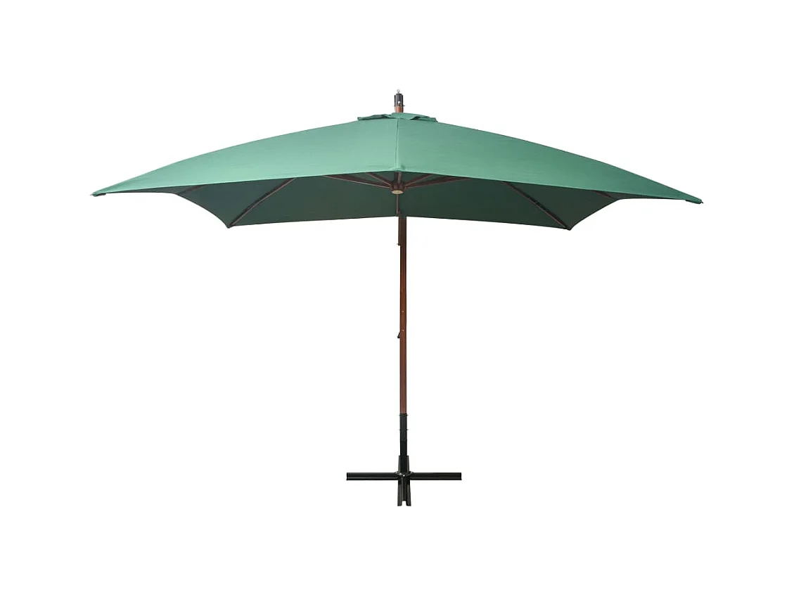 Gryndis  Parasol suspendu avec poteau en bois 300x300 cm vert