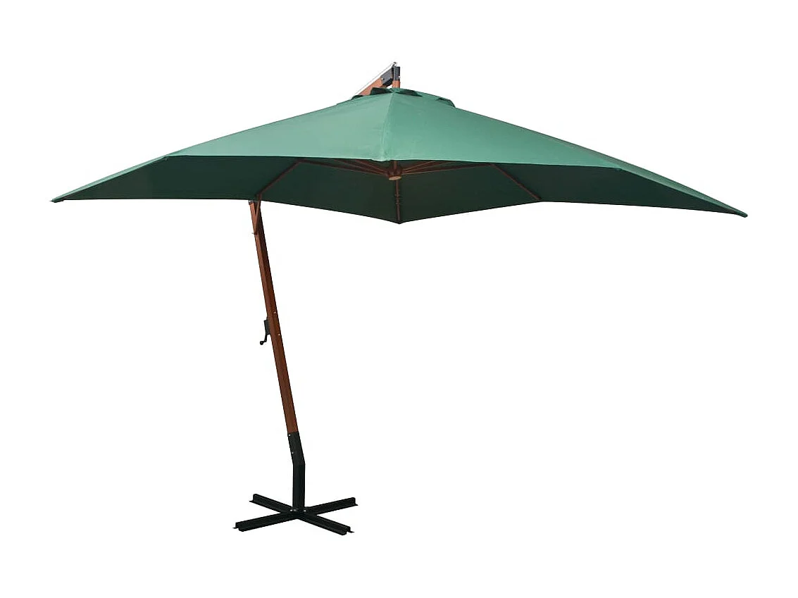 Gryndis  Parasol suspendu avec poteau en bois 300x300 cm vert