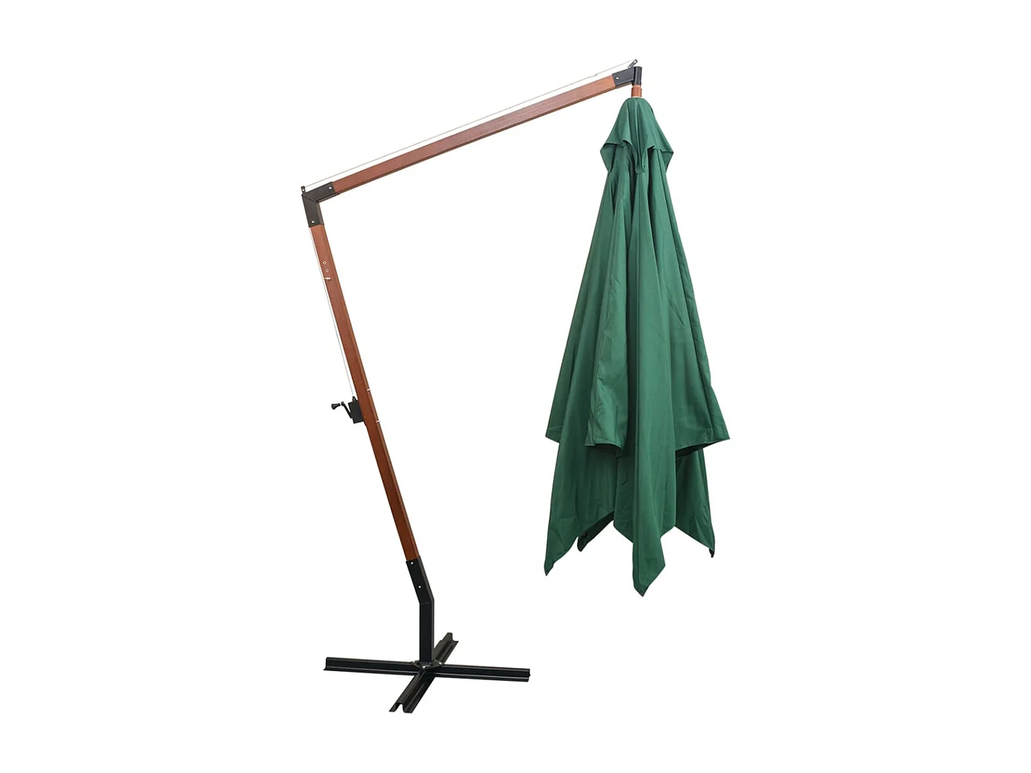 Gryndis  Parasol suspendu avec poteau en bois 300x300 cm vert