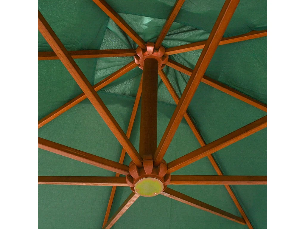 Gryndis  Parasol suspendu avec poteau en bois 300x300 cm vert