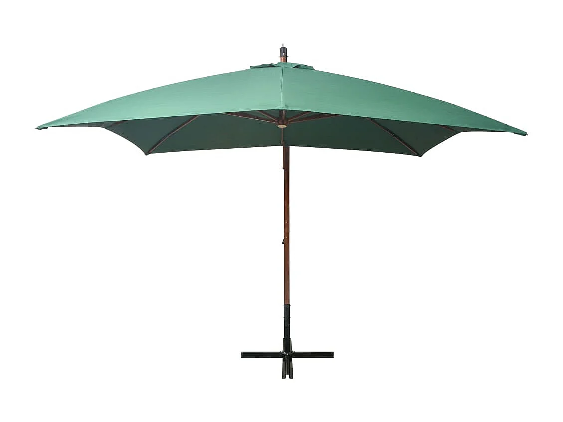 Gryndis  Parasol suspendu avec poteau en bois 300x300 cm vert