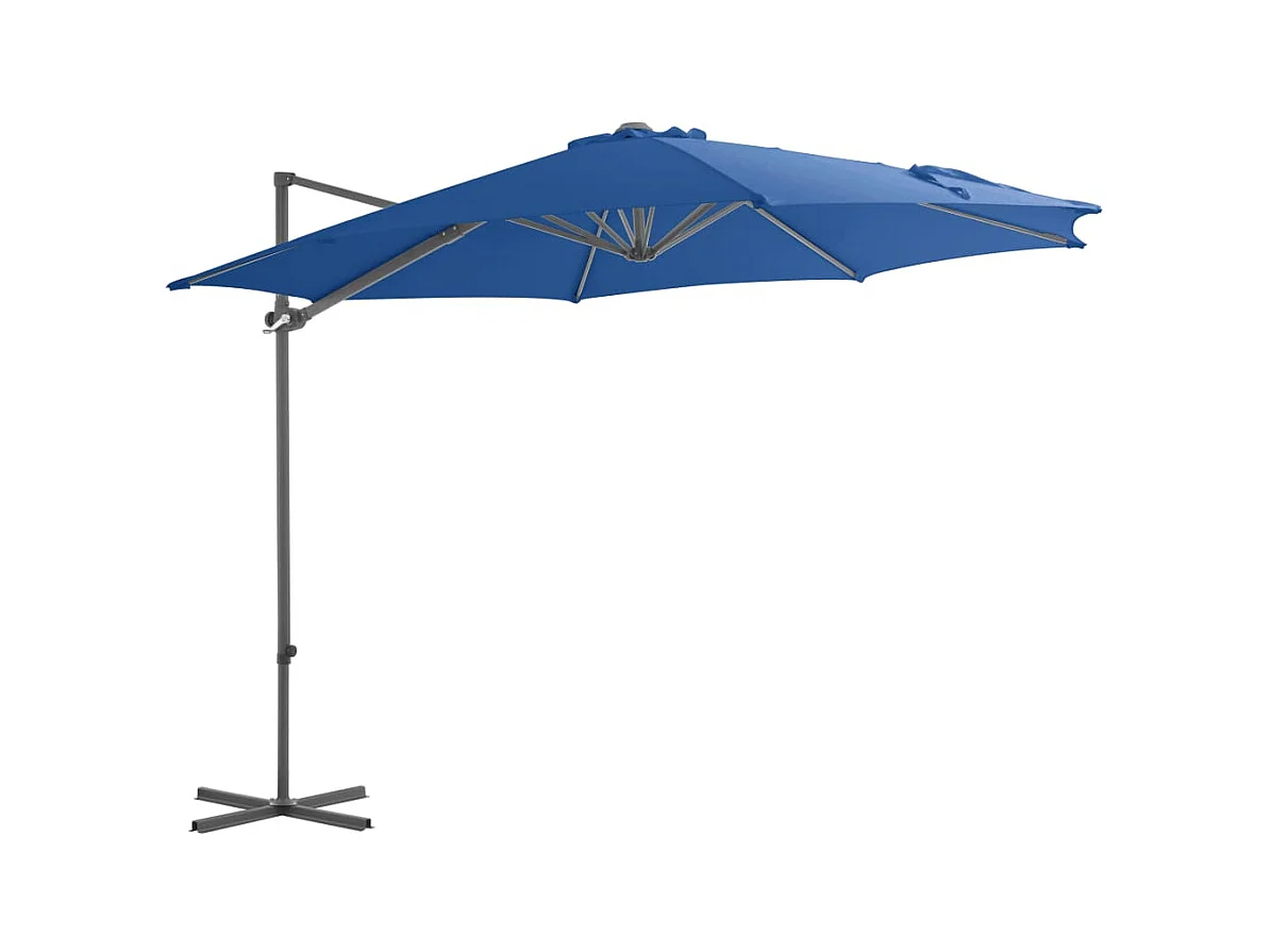 Forest Park  Parasol de jardin en porte-à-faux avec mât en acier bleu azuré