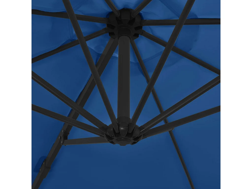 Forest Park  Parasol de jardin en porte-à-faux avec mât en acier bleu azuré