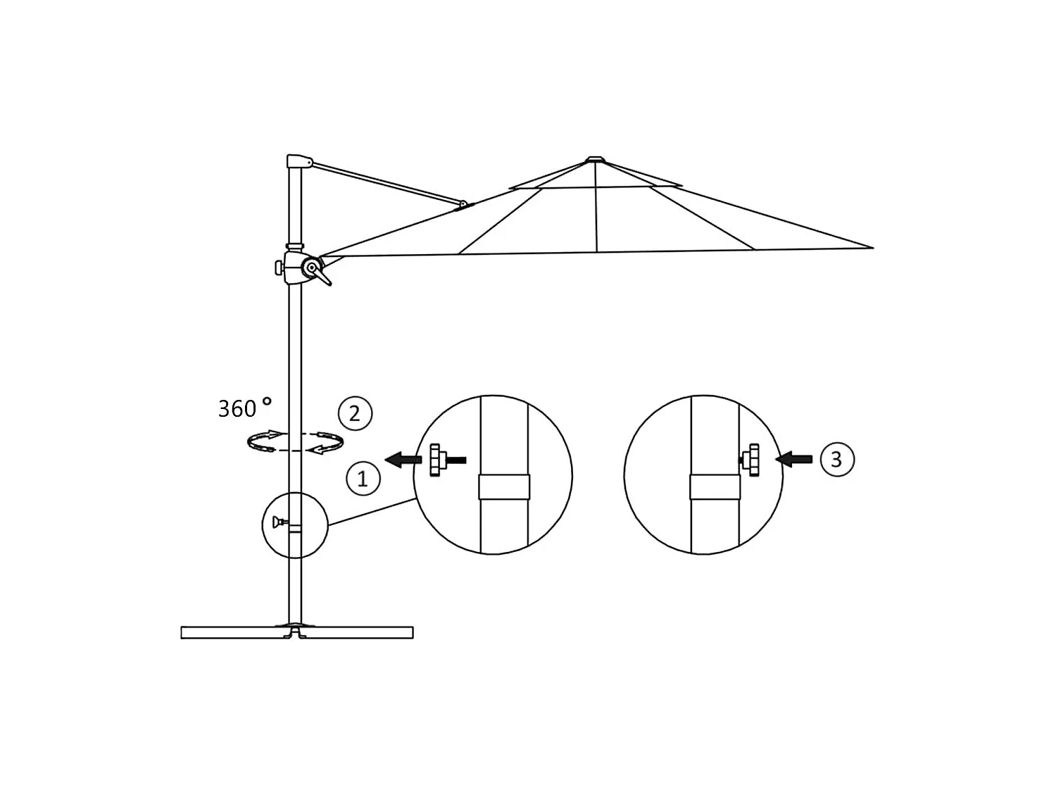Forest Park  Parasol de jardin en porte-à-faux avec mât en acier bleu azuré