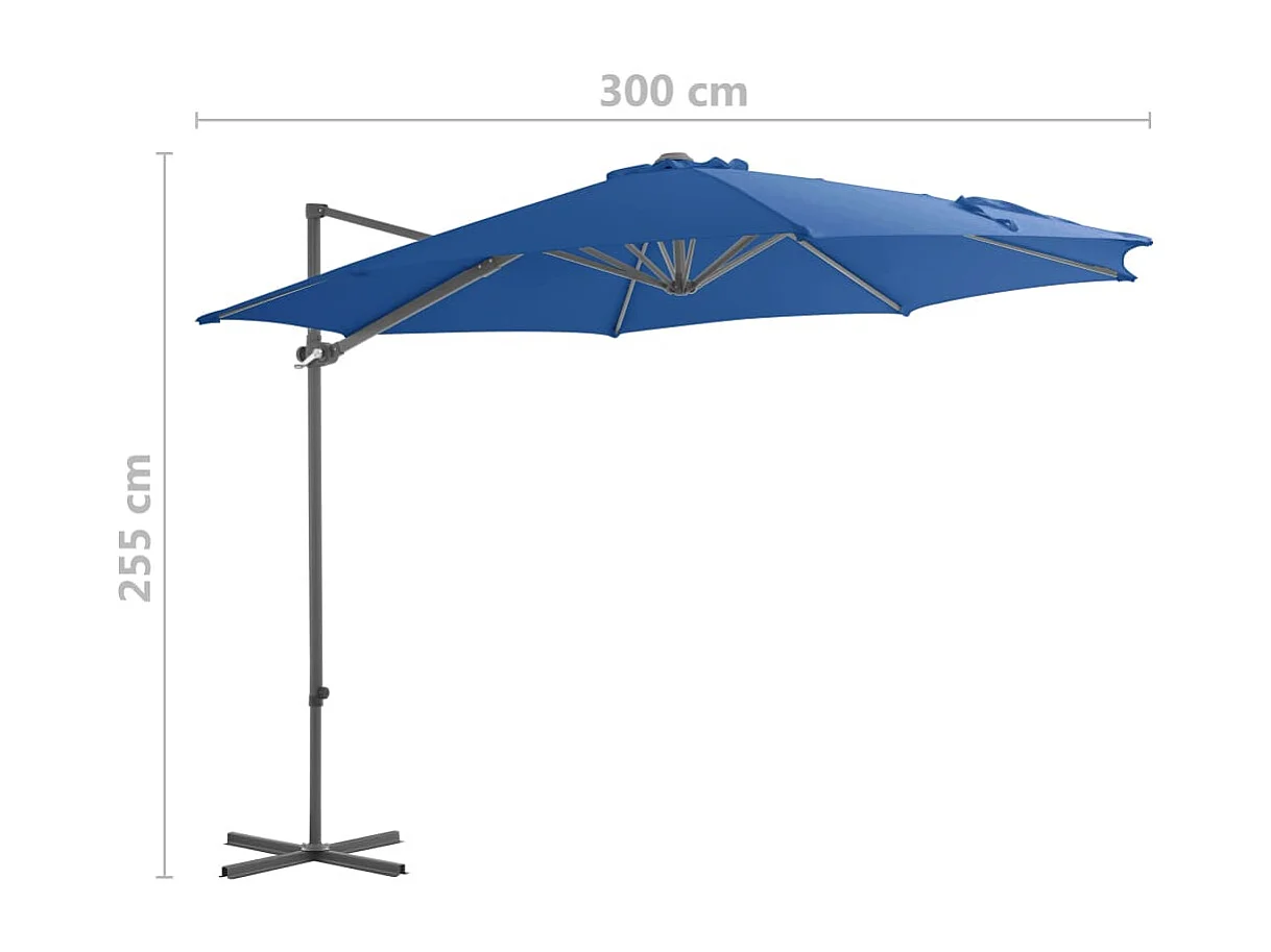 Forest Park  Parasol de jardin en porte-à-faux avec mât en acier bleu azuré